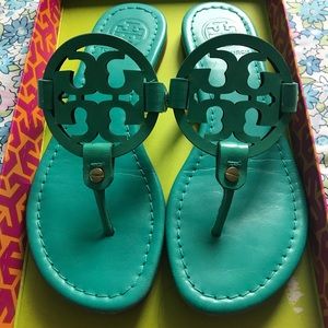 Tory Burch Miller sandals teal aqua size 5